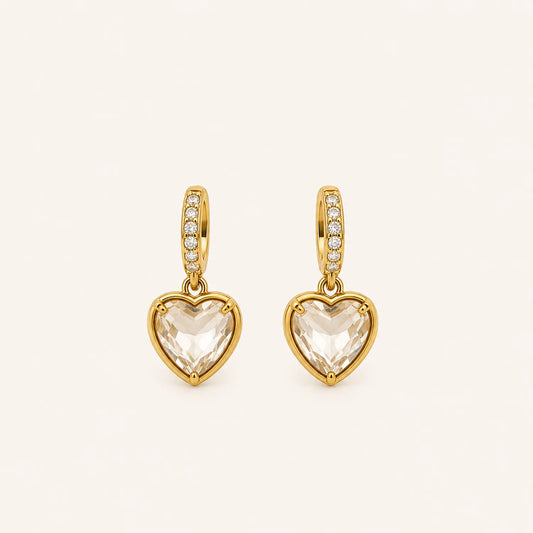 Romantic Heart Drop Earrings-18K Gold Plated