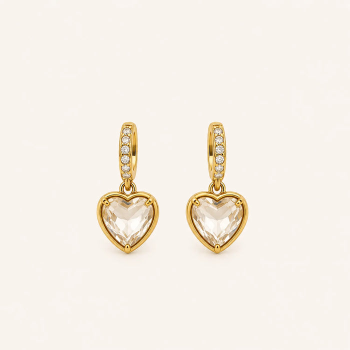 Romantic Heart Drop Earrings-18K Gold Plated