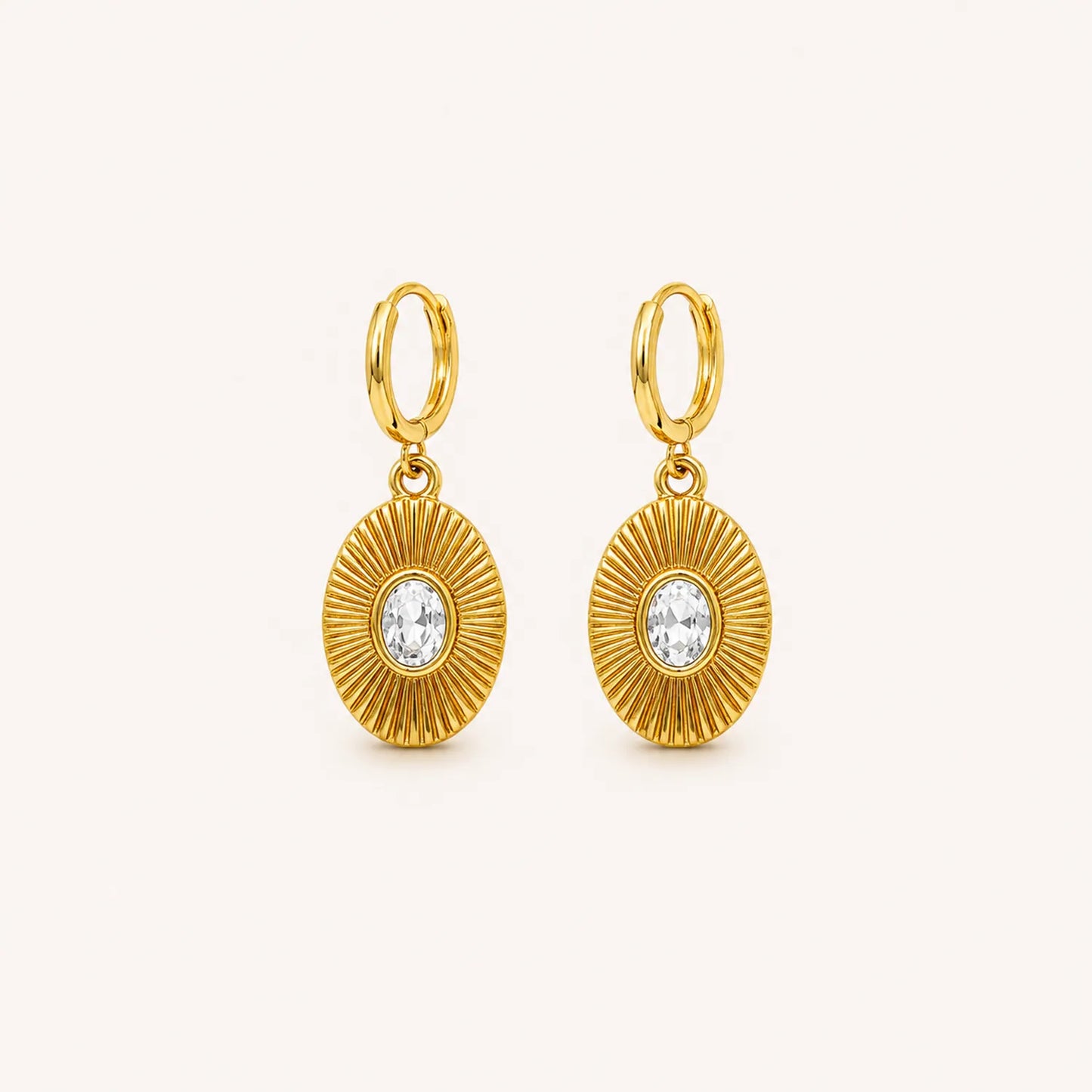 Vintage Sunburst Drop Earrings-18K Gold Plated