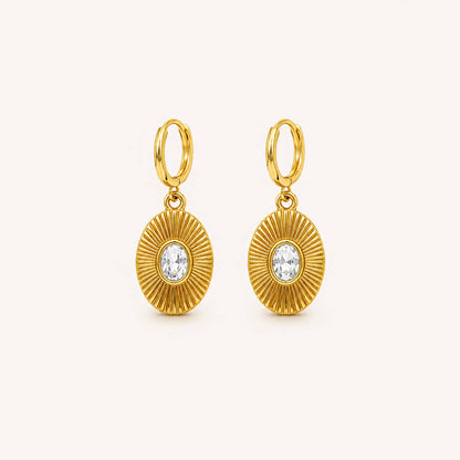 Vintage Sunburst Drop Earrings-18K Gold Plated
