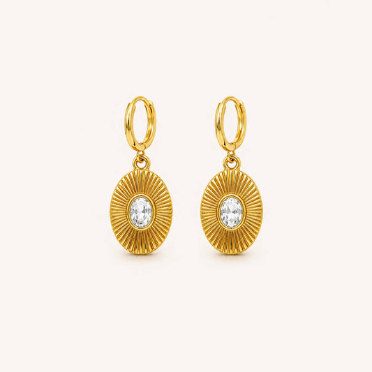 Vintage Sunburst Drop Earrings-18K Gold Plated