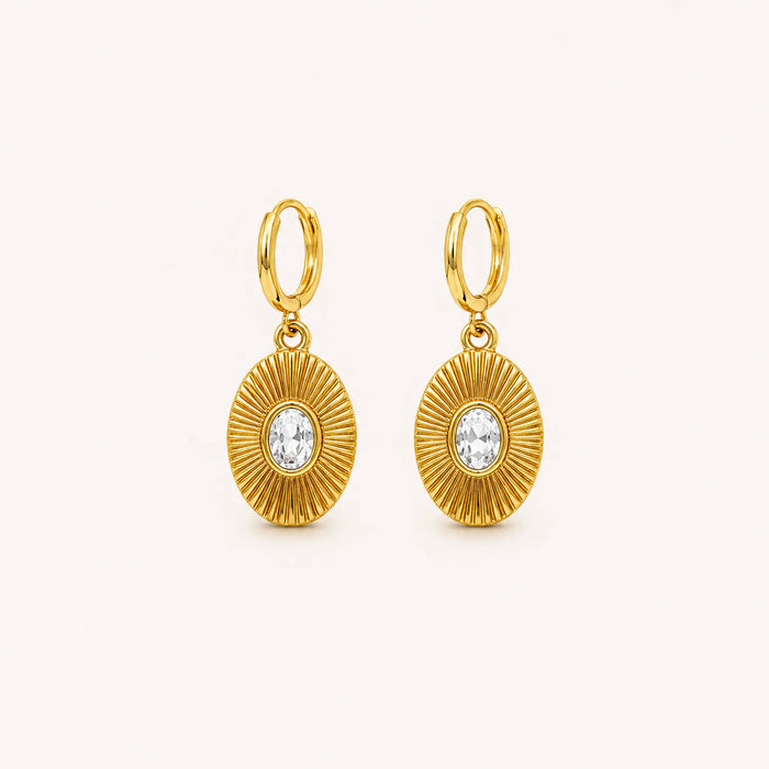 Vintage Sunburst Drop Earrings-18K Gold Plated