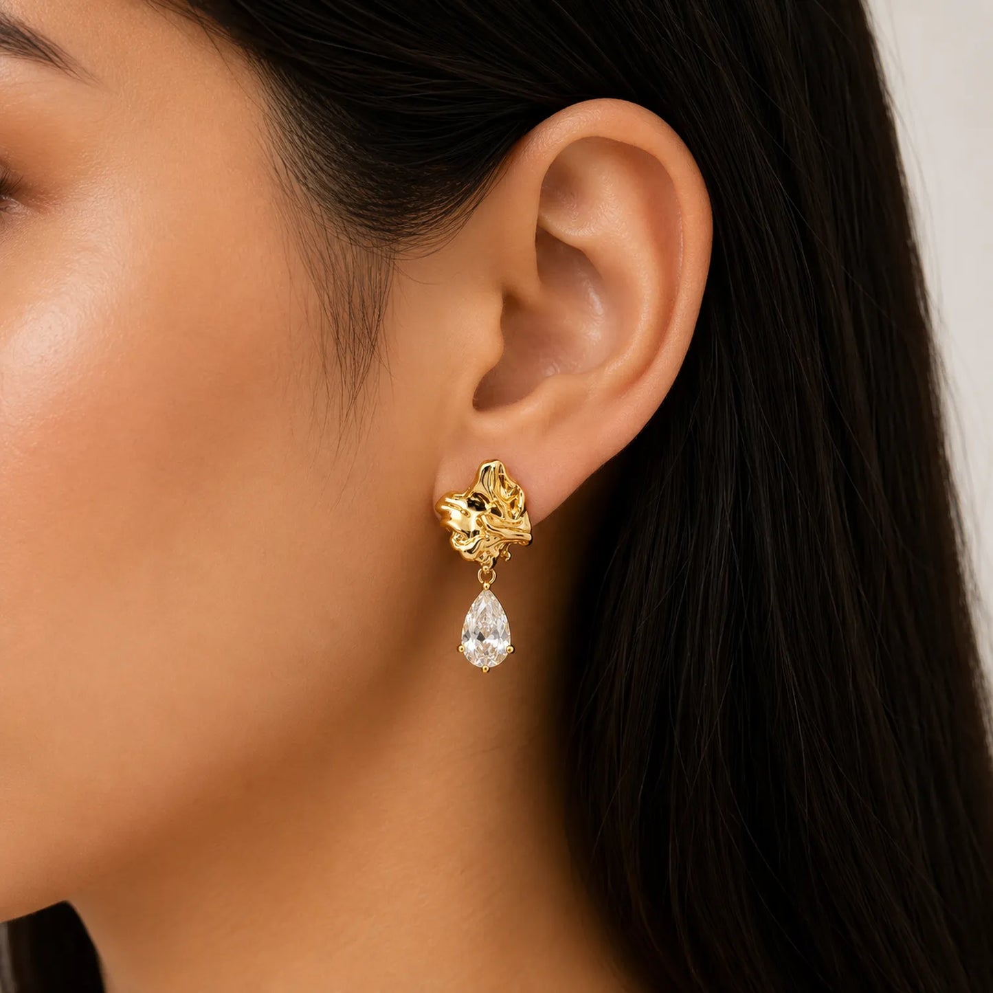 Sculpted Bow Drop Earrings-18K Gold Plated