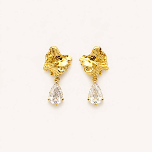 Sculpted Bow Drop Earrings-18K Gold Plated