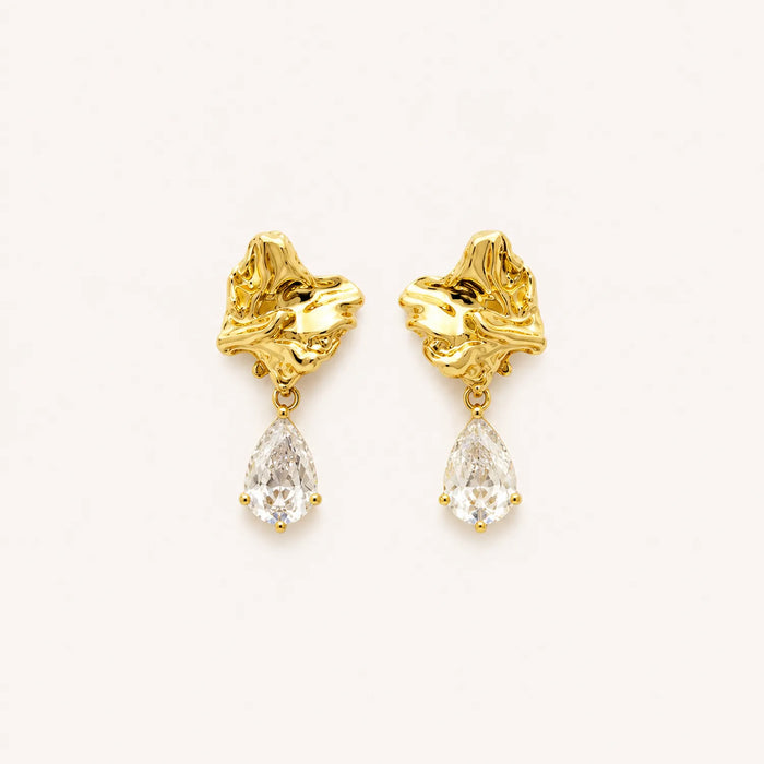 Sculpted Bow Drop Earrings-18K Gold Plated