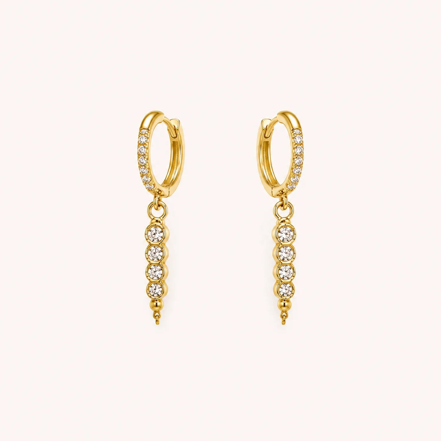 Dangling Chain Huggie Earrings-18K Gold Plated