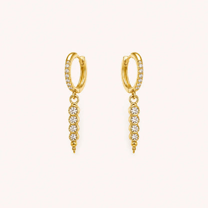 Dangling Chain Huggie Earrings-18K Gold Plated