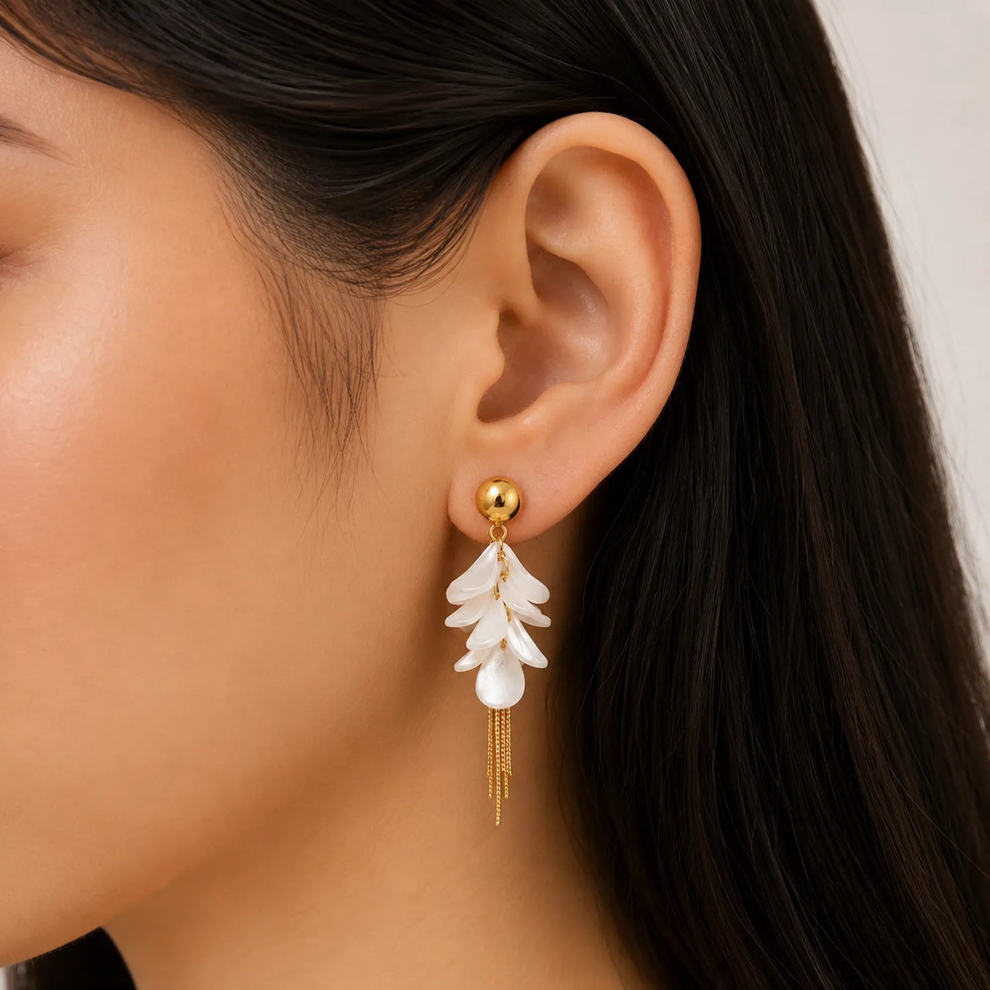 Layered Petal Dangle Earrings-18K Gold Plated
