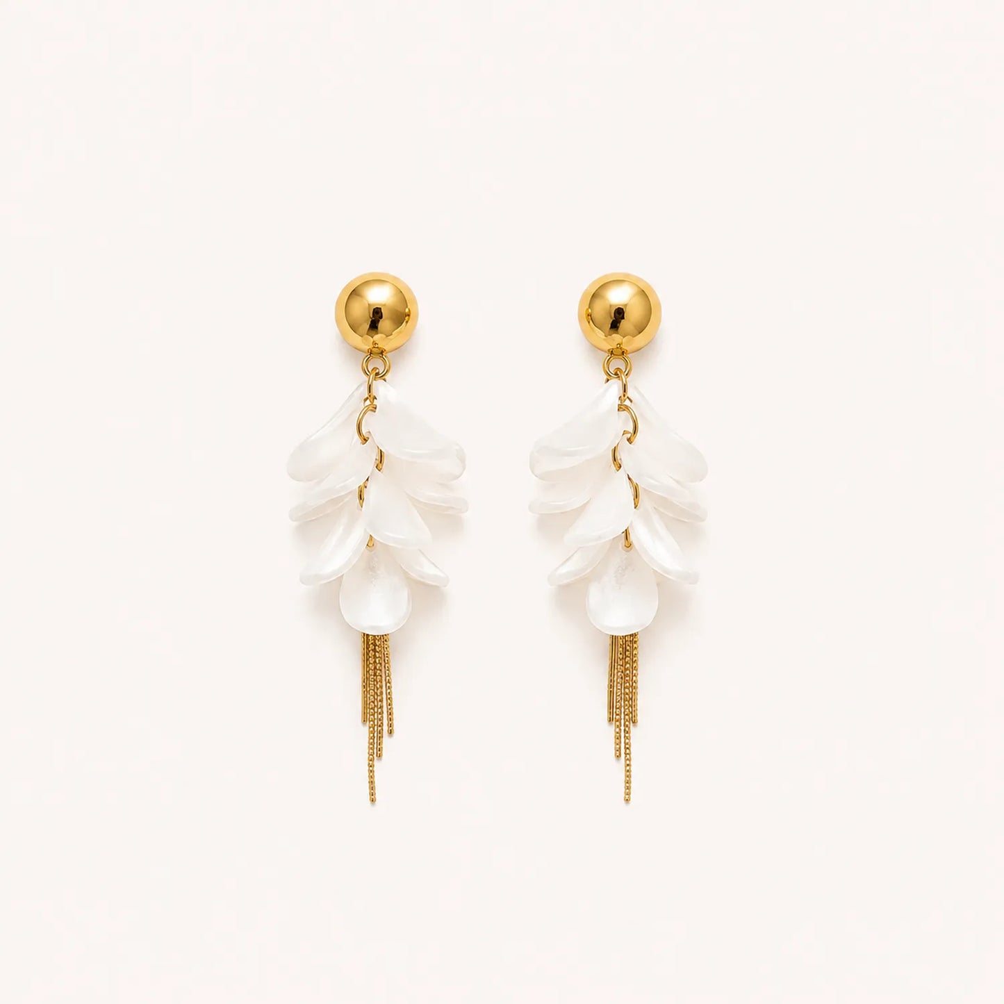 Layered Petal Dangle Earrings-18K Gold Plated