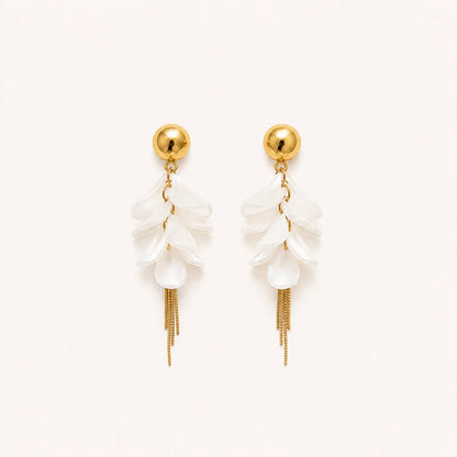 Layered Petal Dangle Earrings-18K Gold Plated