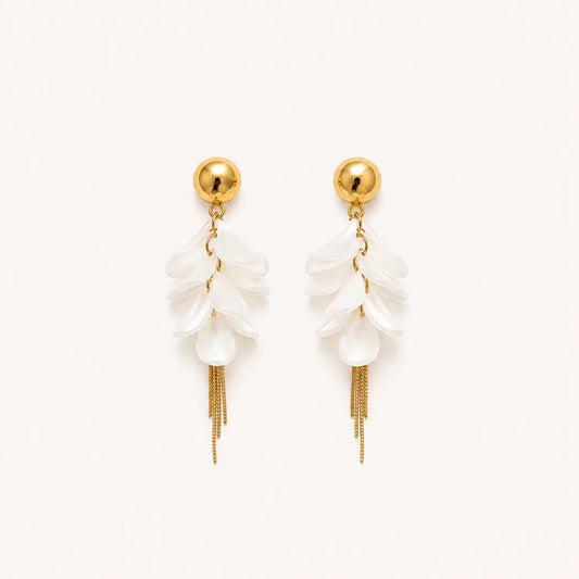 Layered Petal Dangle Earrings-18K Gold Plated