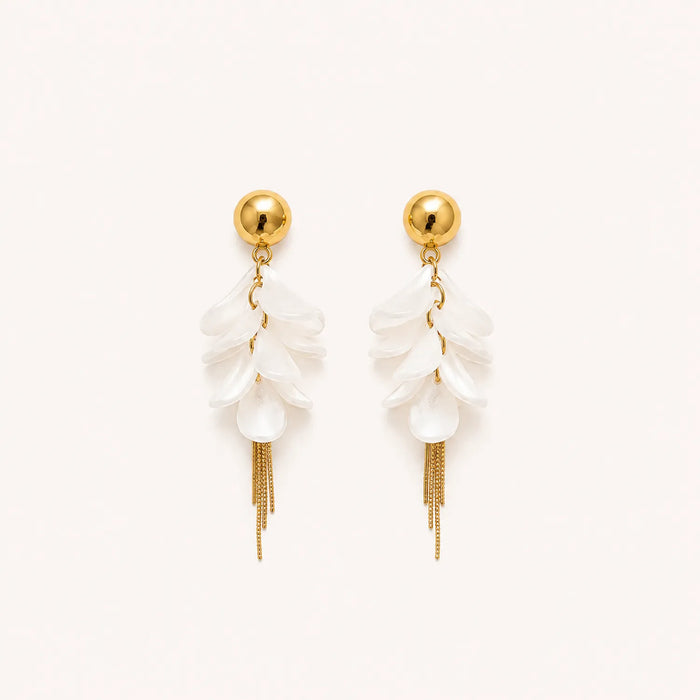 Layered Petal Dangle Earrings-18K Gold Plated