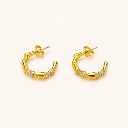 Twisted Crystal Hoop Earring-18K Gold Plated