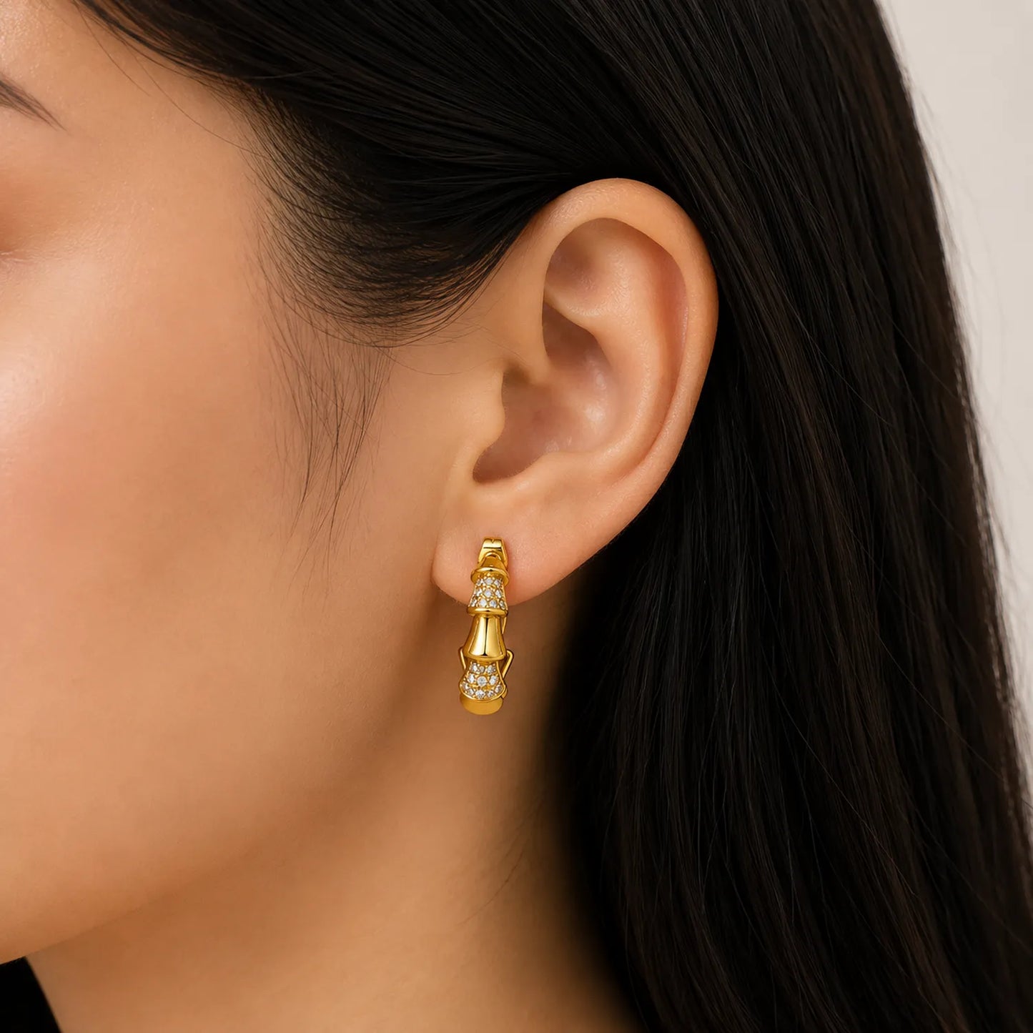 Twisted Crystal Hoop Earring-18K Gold Plated