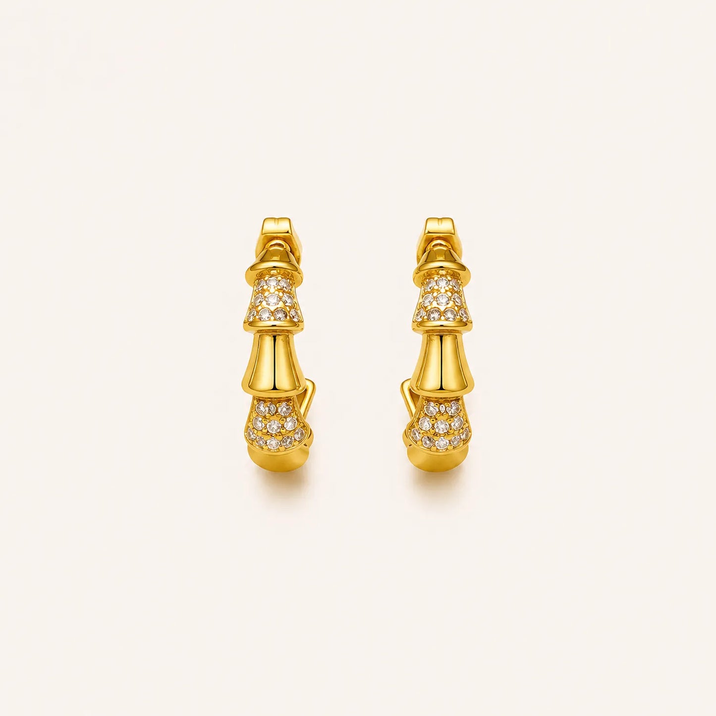 Twisted Crystal Hoop Earring-18K Gold Plated