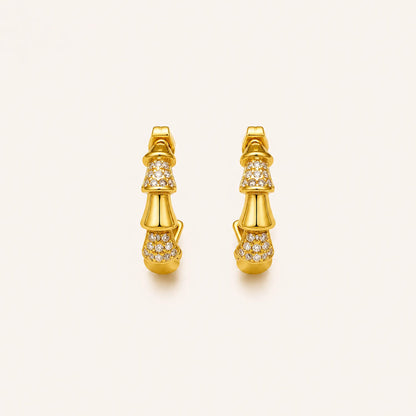 Twisted Crystal Hoop Earring-18K Gold Plated
