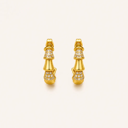Twisted Crystal Hoop Earring-18K Gold Plated