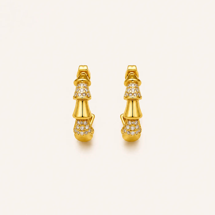 Twisted Crystal Hoop Earring-18K Gold Plated