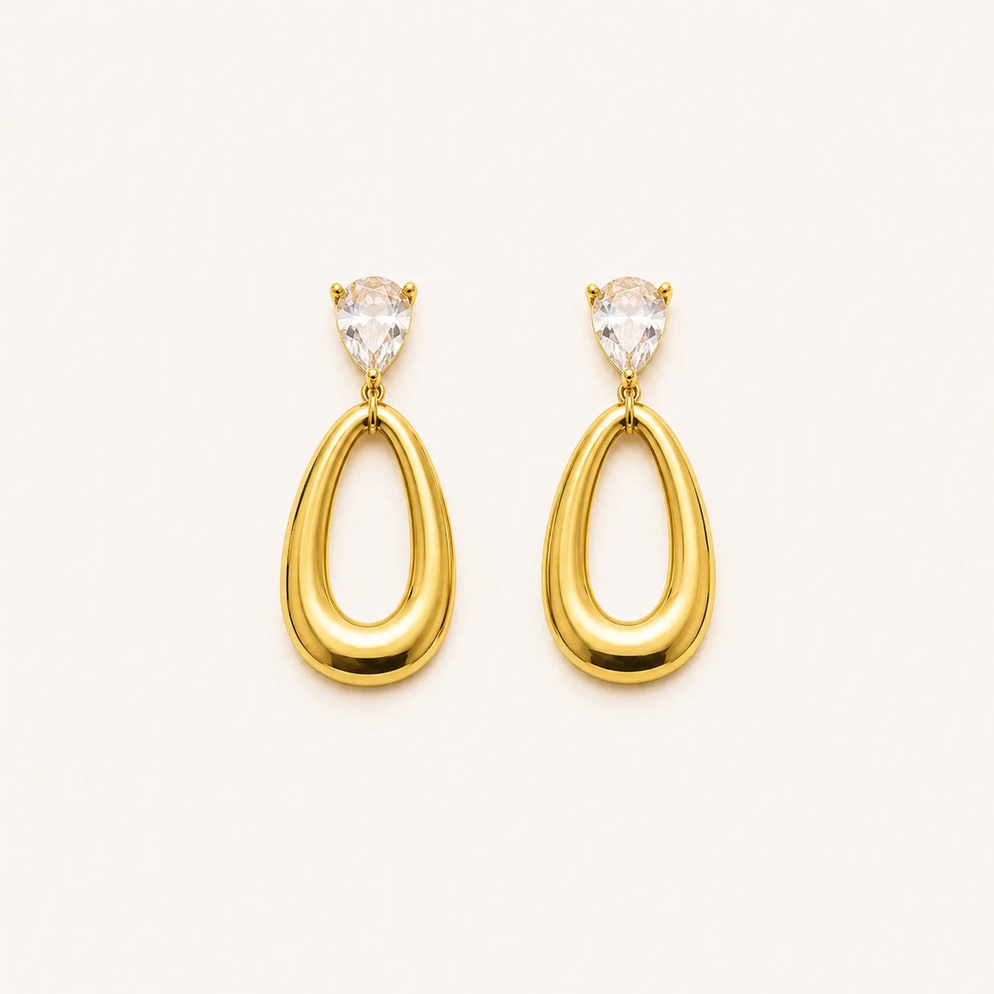Modern Hollow Teardrop Earrings- 18K Gold Plated