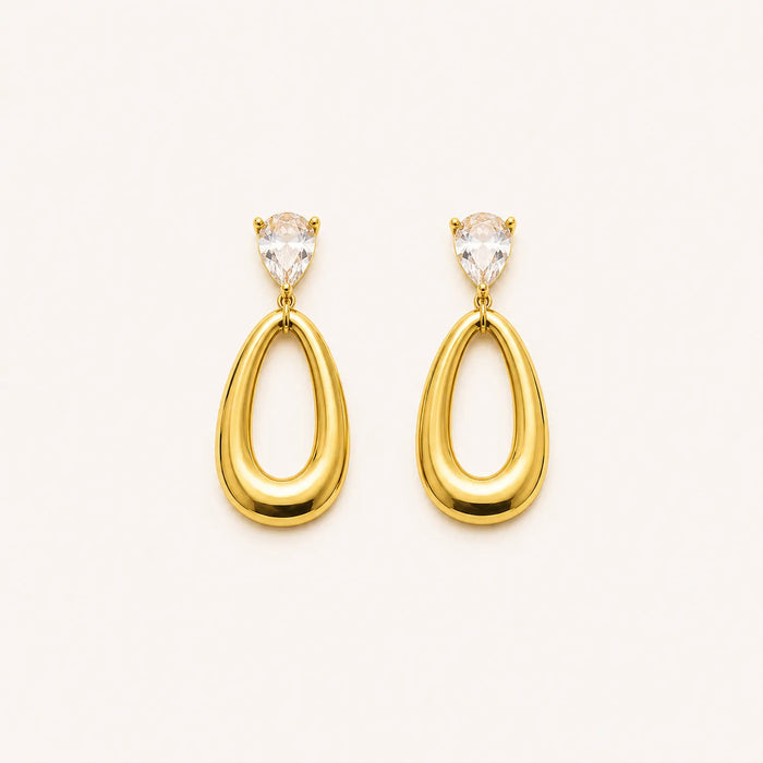 Modern Hollow Teardrop Earrings- 18K Gold Plated