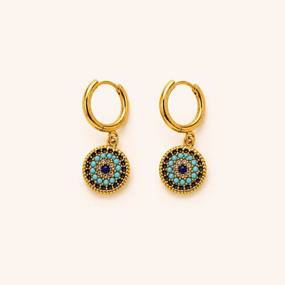 Turkish Evil Eye Hoop Earrings-18K Gold Plated