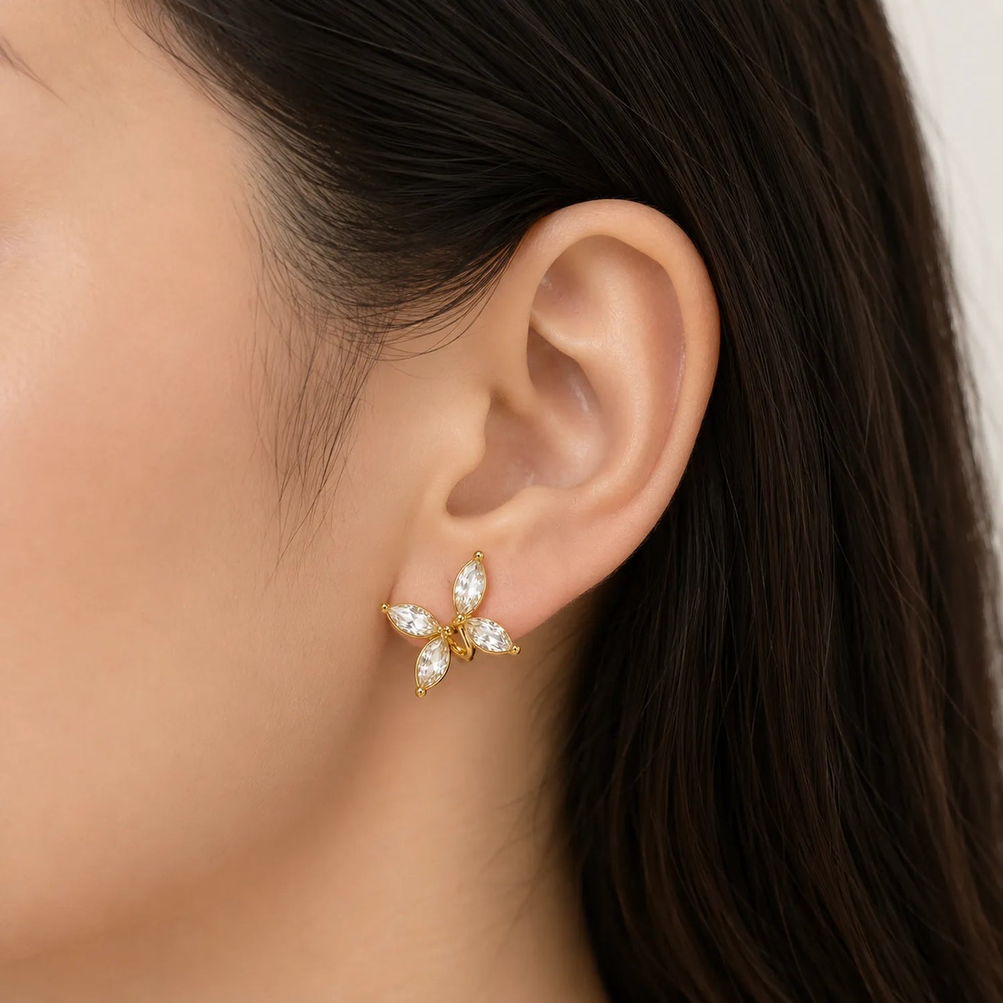 Crystal Butterfly Stud Earrings-18K Gold Plated
