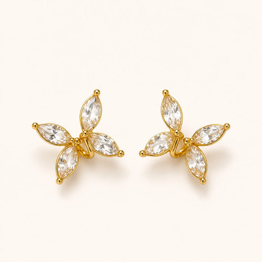Crystal Butterfly Stud Earrings-18K Gold Plated