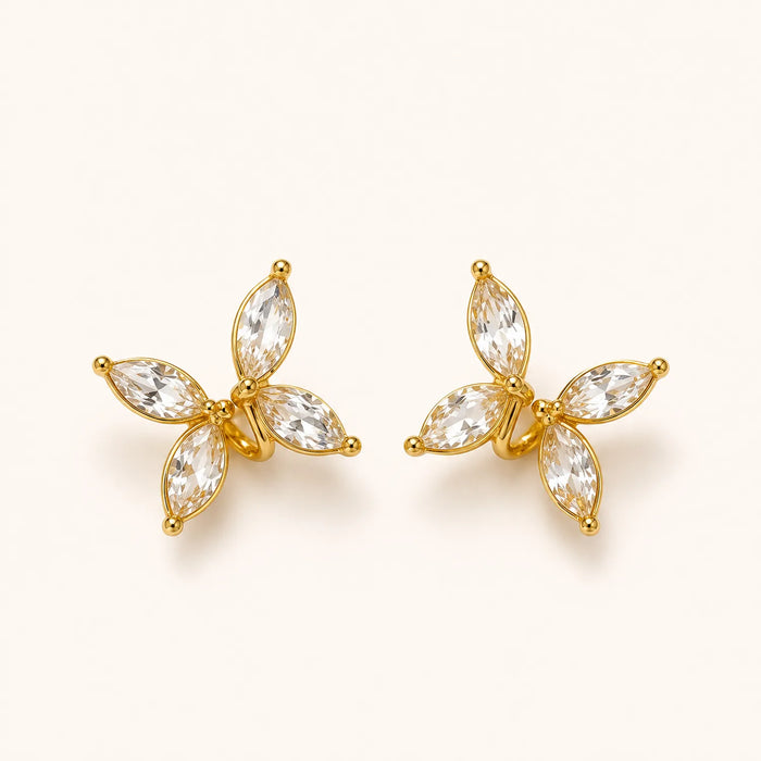 Crystal Butterfly Stud Earrings-18K Gold Plated