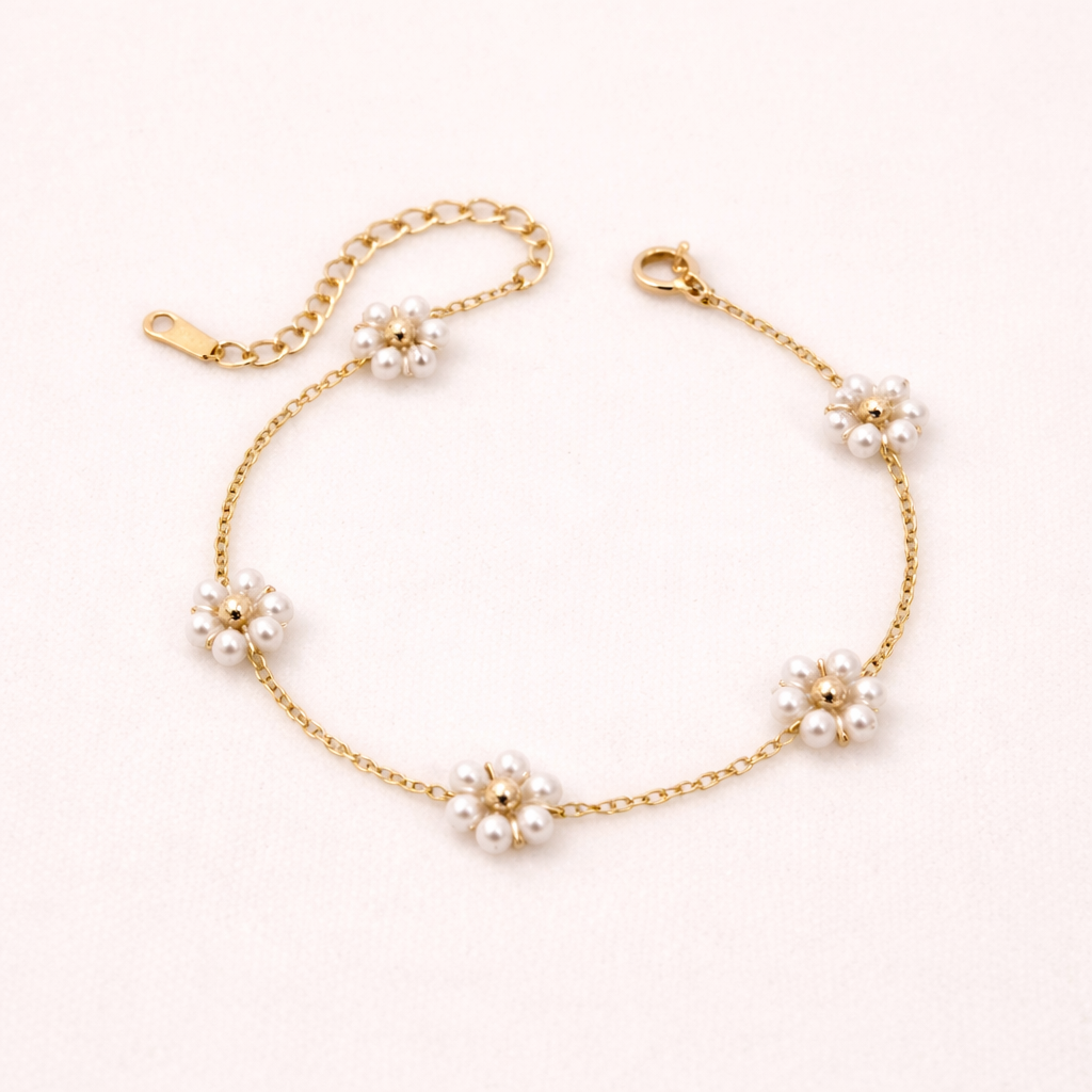 Daisy Floral Chain Bracelet -18K Gold Plated