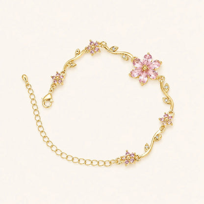 Pink Blush Petal Bracelet- 18K Gold Plated