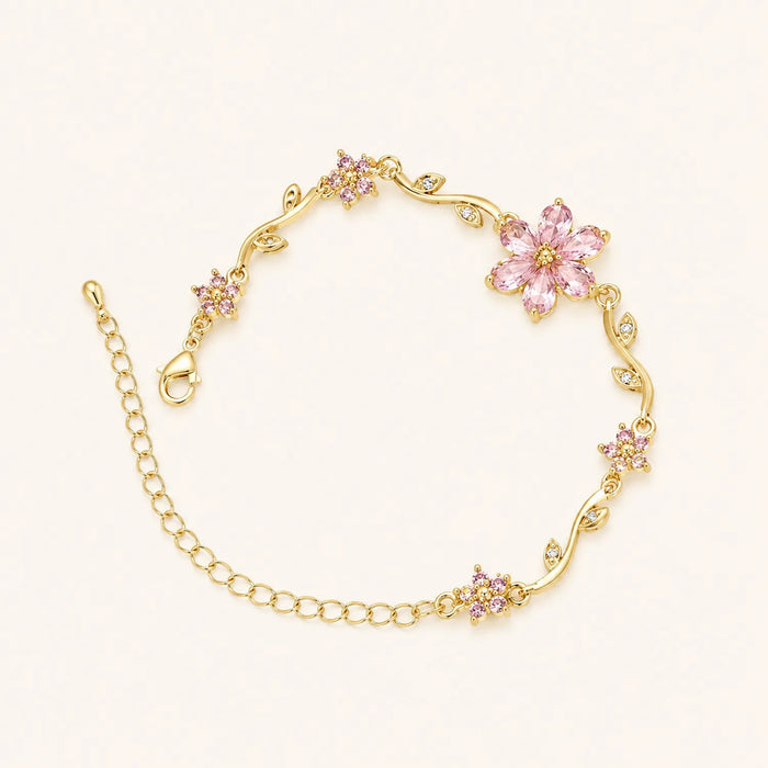 Pink Blush Petal Bracelet- 18K Gold Plated