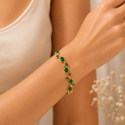 Emerald Tulip Bracelet- 18K Gold Plated