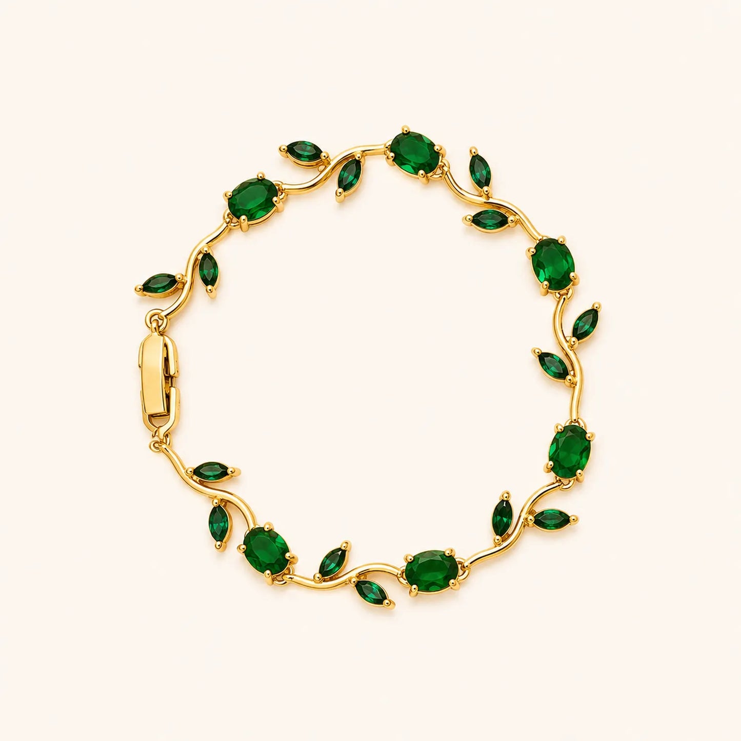 Emerald Tulip Bracelet- 18K Gold Plated