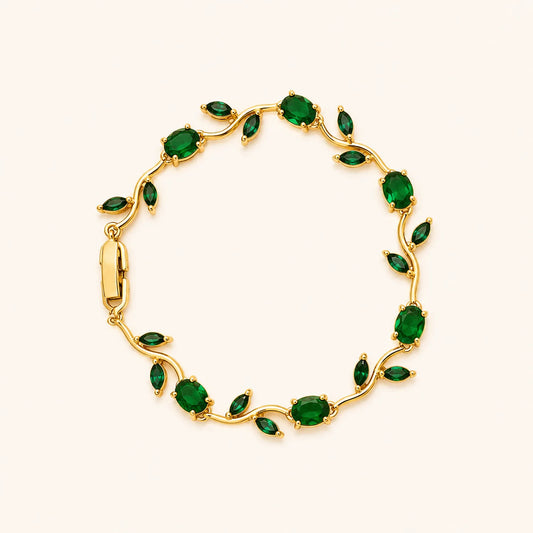 Emerald Tulip Bracelet- 18K Gold Plated