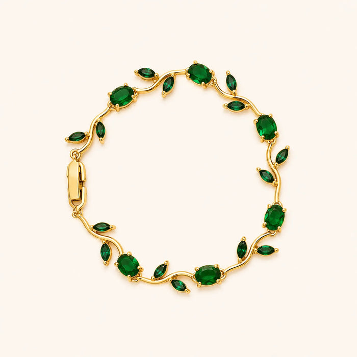 Emerald Tulip Bracelet- 18K Gold Plated