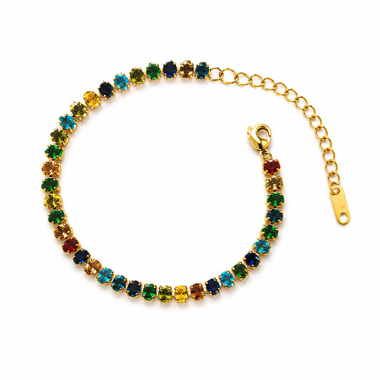 Multi stone Tennis Bracelet- 18 K Gold Plated