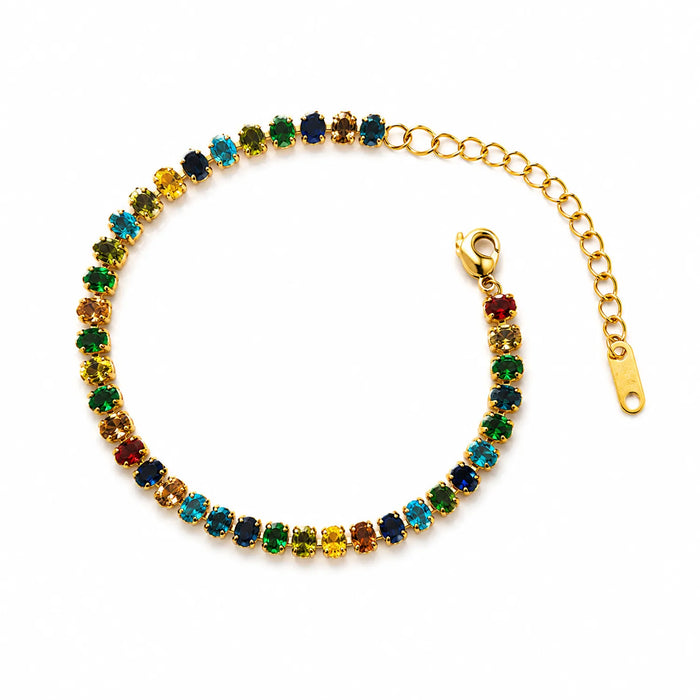 Multi stone Tennis Bracelet- 18 K Gold Plated