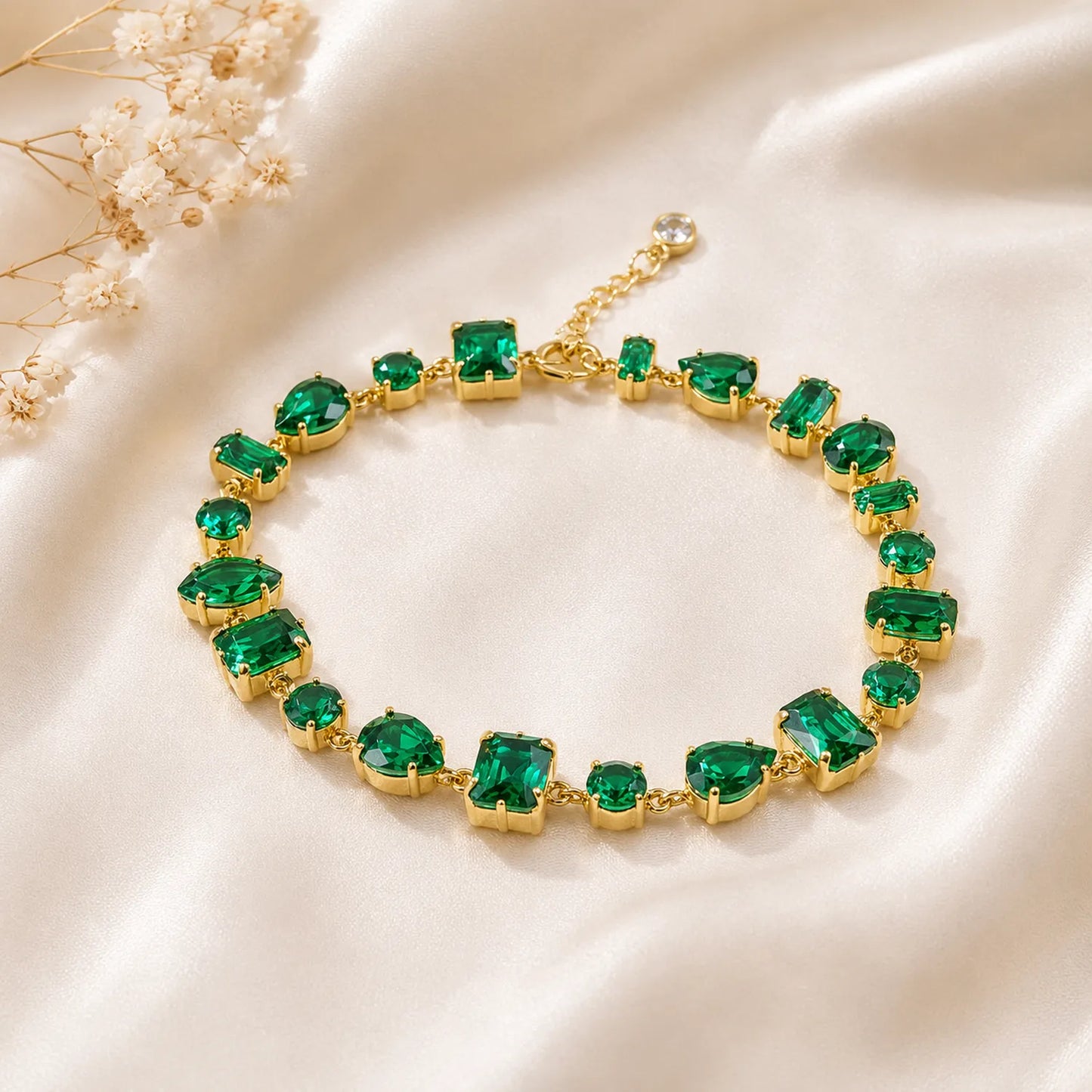 Celestia Emerald Bracelet- 18K Gold Plated