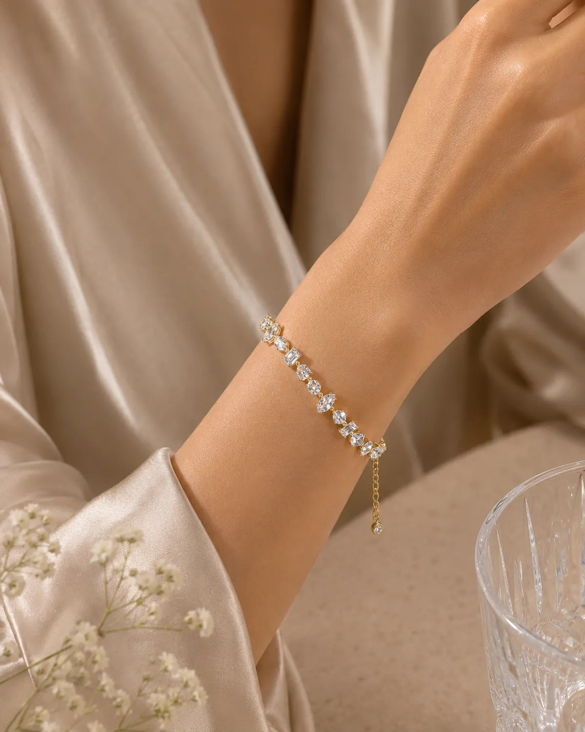 Multi stone Crystal Bracelet- 18K Gold Plated