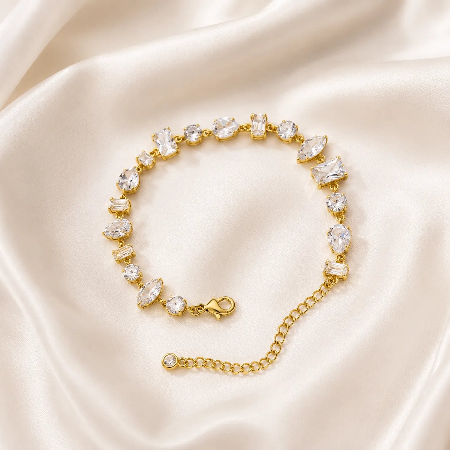 Multi stone Crystal Bracelet- 18K Gold Plated