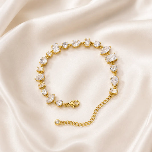Multi stone Crystal Bracelet- 18K Gold Plated