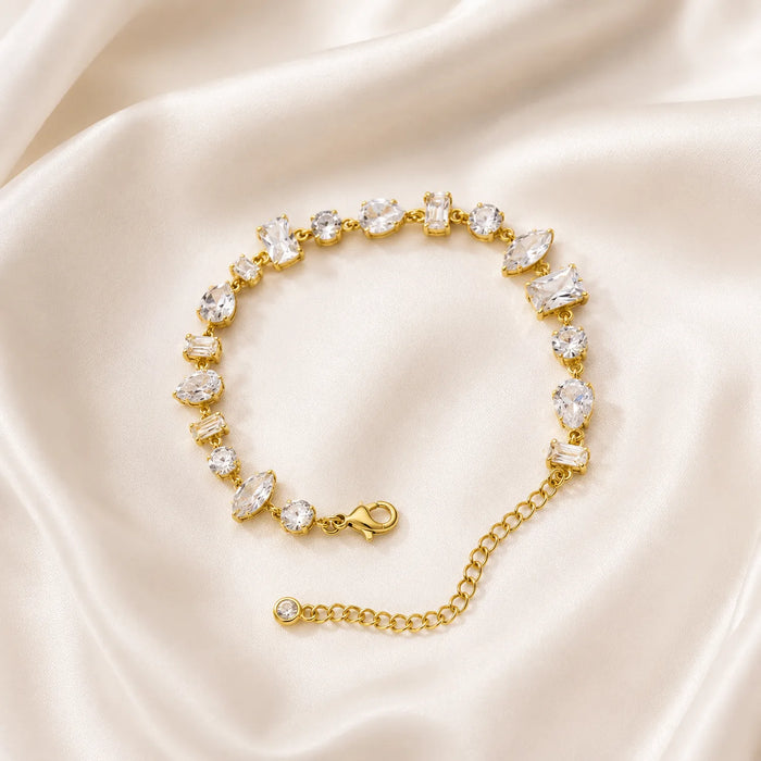 Multi stone Crystal Bracelet- 18K Gold Plated