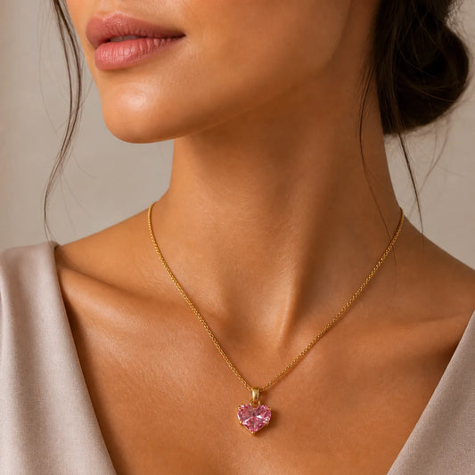 Pink Sapphire Heart -18K Gold Plated