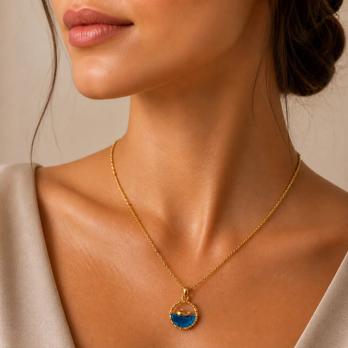 Deep Sea Dolphin Medallion -18K Gold Plated