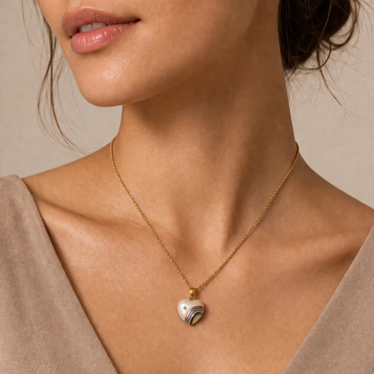 Rainbow Heart Keepsake -18K Gold Plated