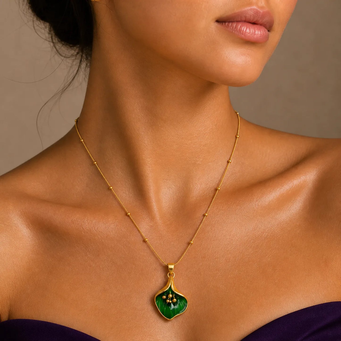 Emerald Lily Drop -18K Gold Plated