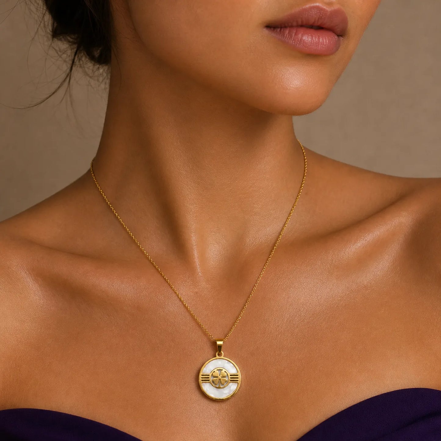 Prosperity Clover Medallion -18K Gold Plated