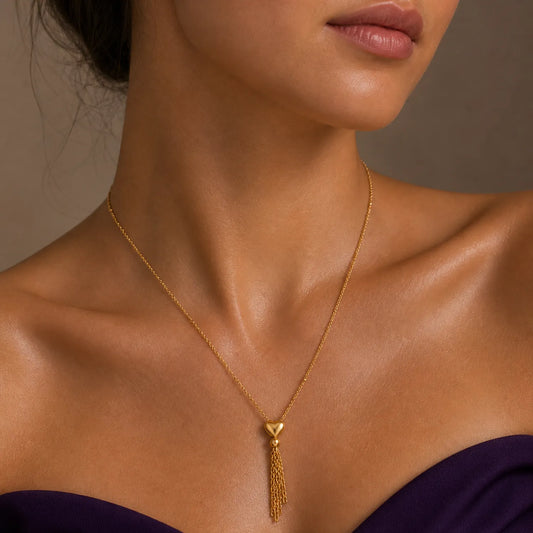 Eternal Heart Tassel Necklace -18K Gold Plated
