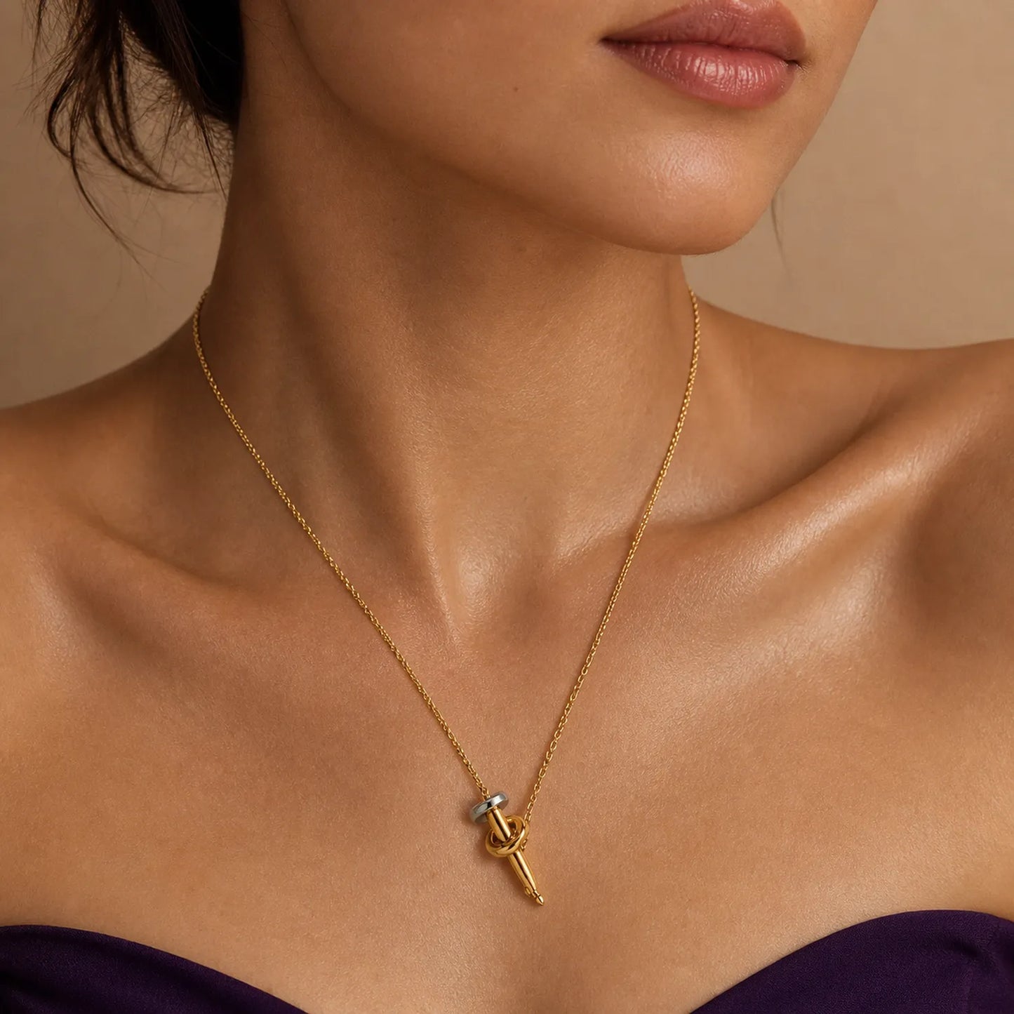 Tapered Nail Pendant -18K Gold Plated