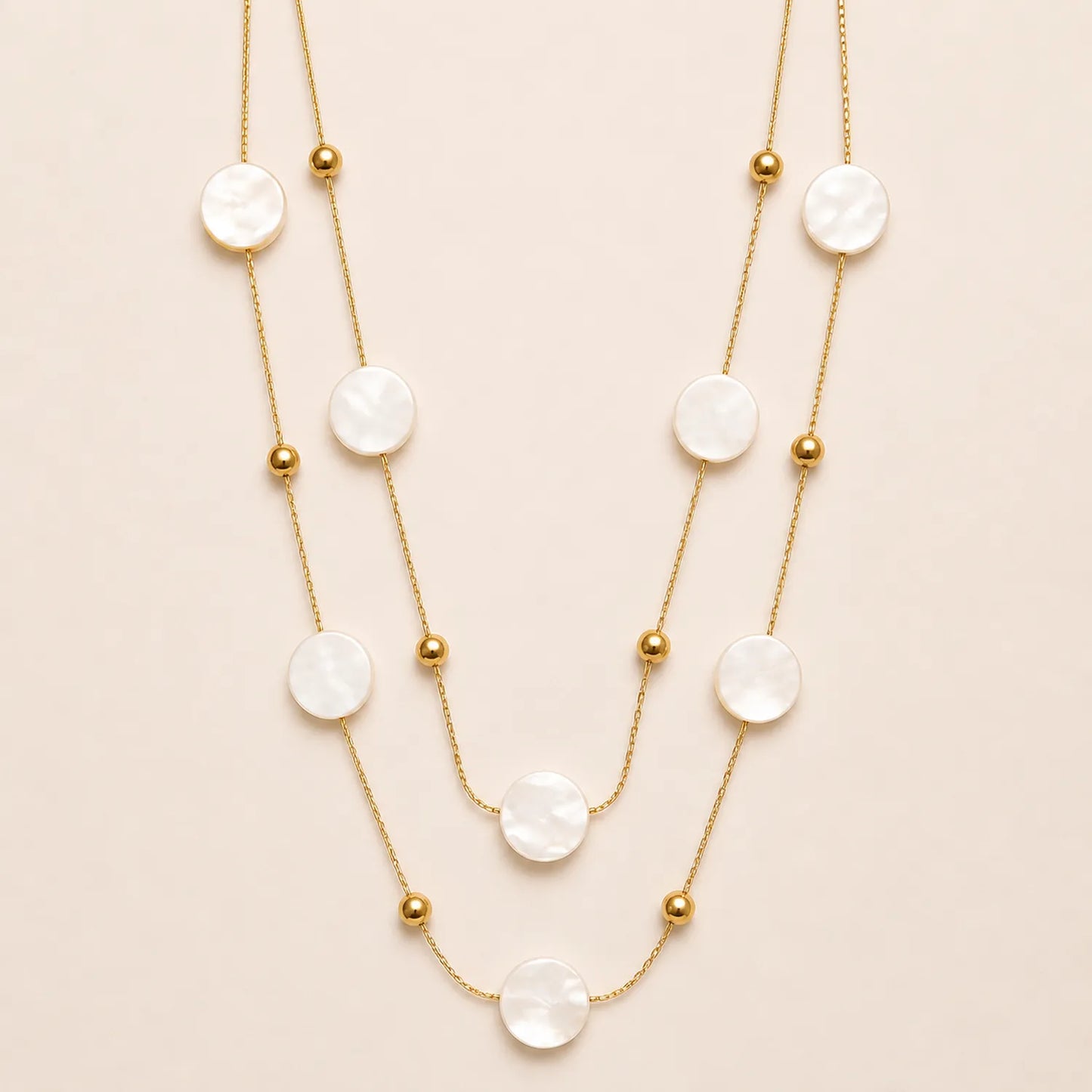 Lunar Pearl Double-Layered -18K Gold Plated